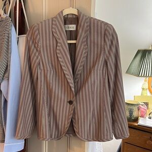 Louis Feraud Brown Striped Blazer Tailored Suit Jacket